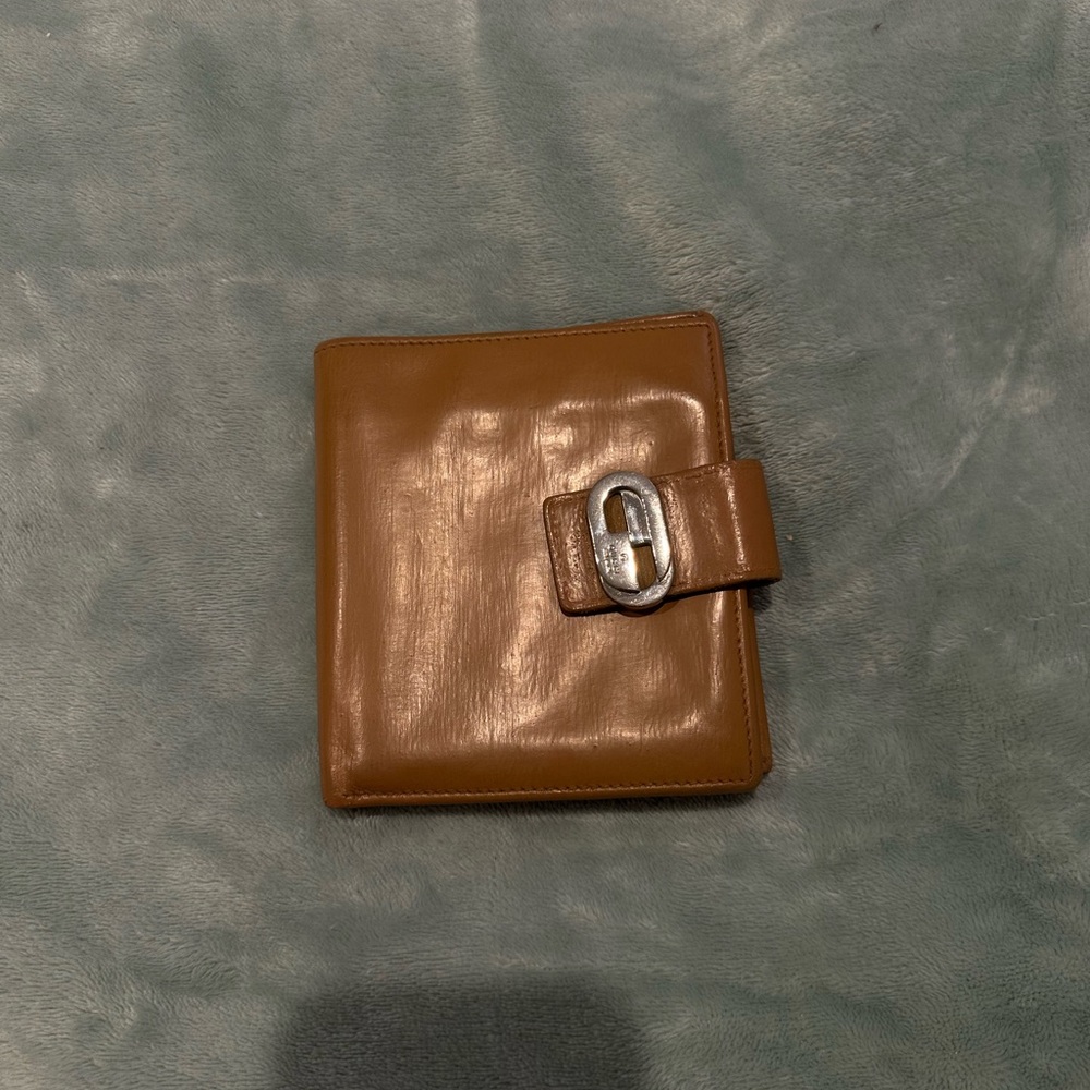 Gucci Brown Leather Wallet with Silver Buckle